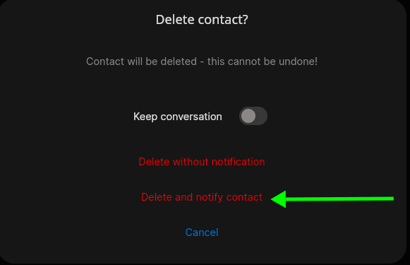 Delete with notification